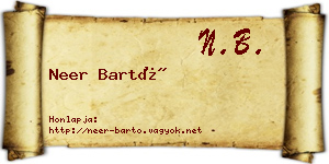 Neer Bartó névjegykártya
